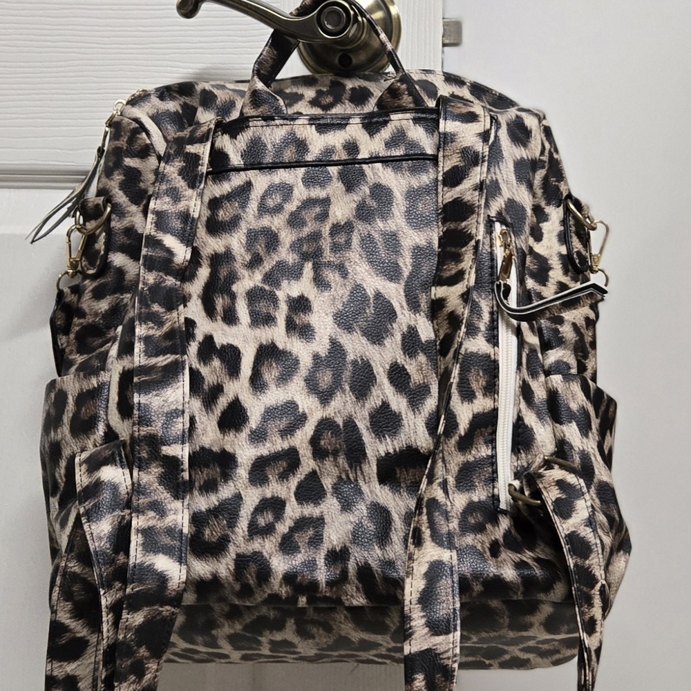 SHEIN Leopard Print Backpack with Colorful Removable Strap - Picture 2 of 8